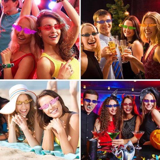 Vlammen zonnebril 12 stuks, randloze kleurrijke brillen, grappige partybrillen, feestbril, set randloze kleurrijke brillen,golf, zonnebril, brillen voor maskerade, feestdecoratie van Merkloos — afbeelding 5