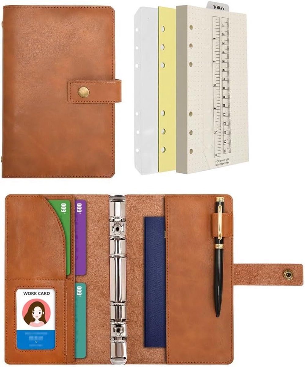 Notitieboek A6 - Bruin Leer - Vervangbare Bladen - Ideaal voor Reizen en Organisatie - ShopVlot