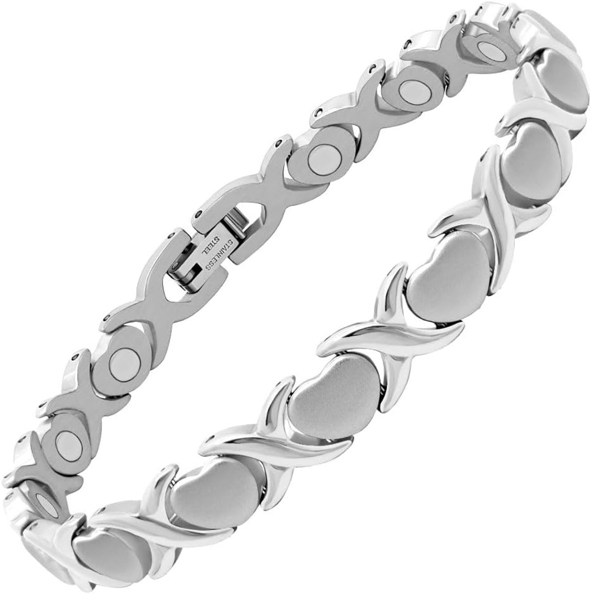 Magneetarmband voor dames, magnetische armband, magneetveldtherapie, pols, pijnverlichting, gegolfde gezondheid, magneetarmband met instelgereedschap (3500 gauss)