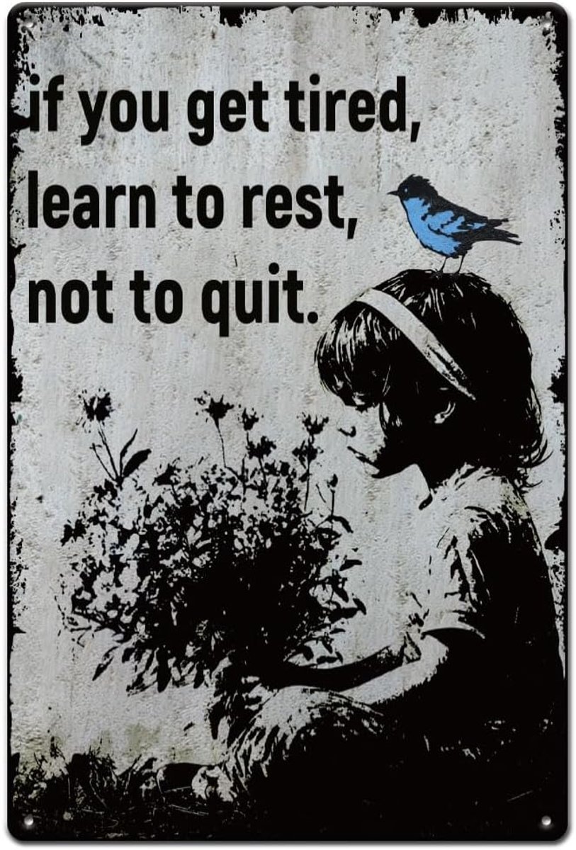 Meisje Banksy tinnen borden retro metalen poster bloem vogel