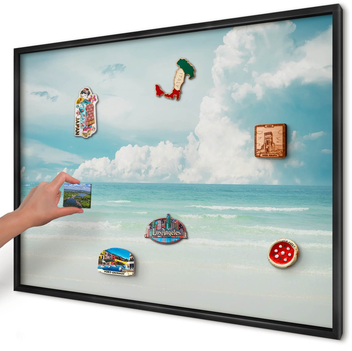 Artprintcave Blauw Magneetbord mit Zwart Frame - 100x70 cm - Maritieme Harmonie Magnetisch Bord - Fotografisch Magnetisch Bord Voor Magneten - Landschappen