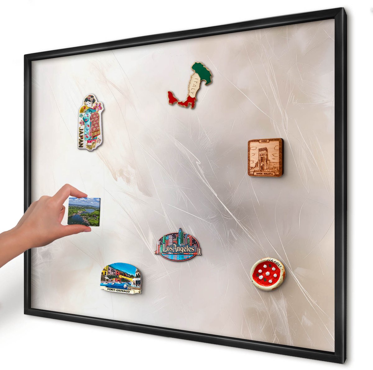 Artprintcave Wit Magneetbord mit Zwart Frame - 80x60 cm - Zachte Lichtheid Magnetisch Bord Voor Magneten - Minimalist Bord Voor Magneten - Achtergronden En Patronen