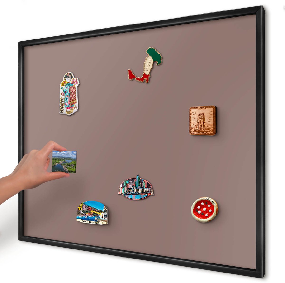 Artprintcave Rood Magneetbord mit Zwart Frame - 80x60 cm - Pastelbruin Memobord Keuken - Minimalist Magneetbord Voor Keuken - Achtergronden En Patronen