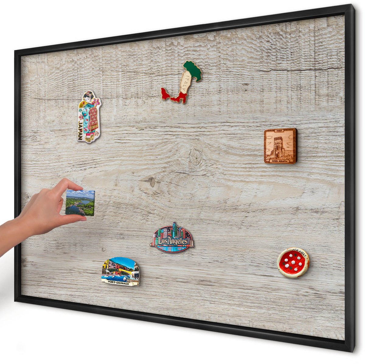 Artprintcave Beige Magneetbord mit Zwart Frame - 100x70 cm - Houtstructuur Magnetisch Bord Voor Magneten - Scandinavisch Bord Voor Magneten - Texturen