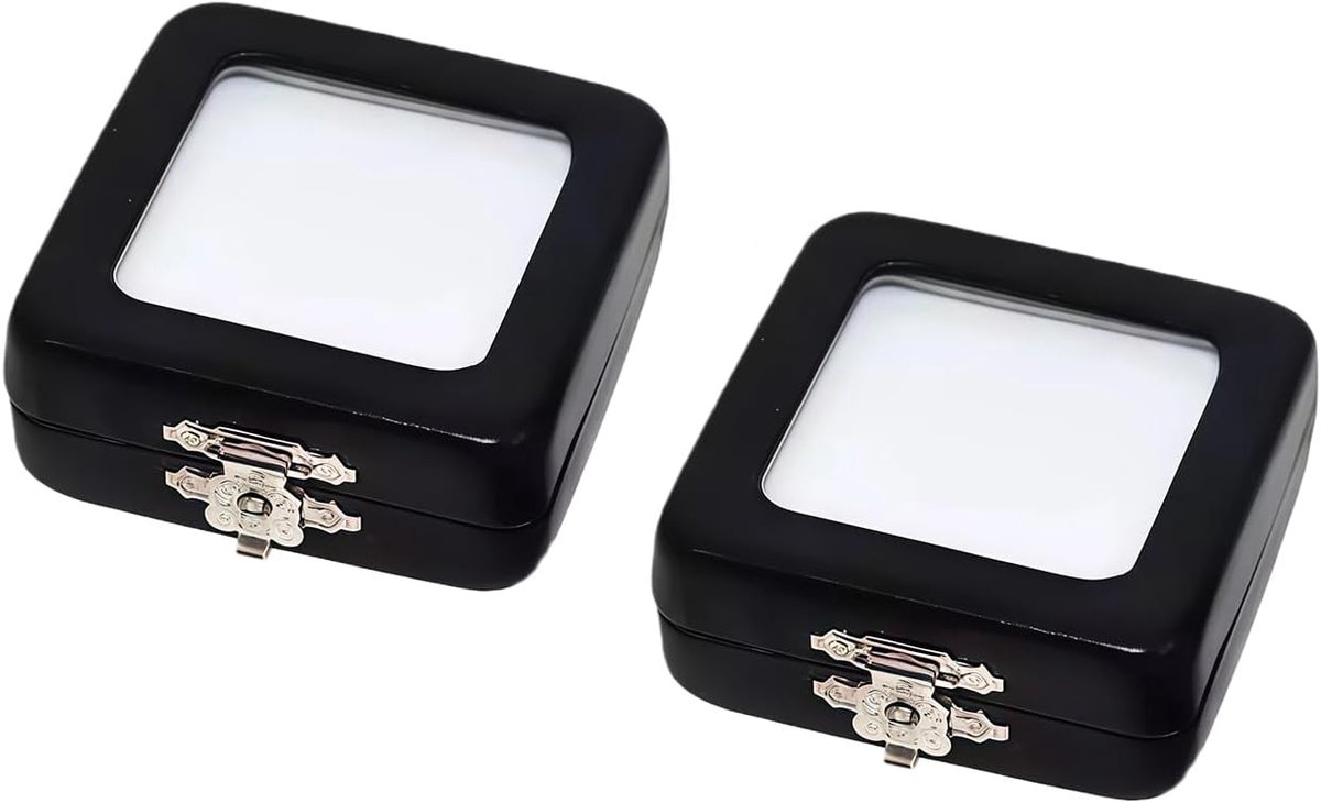 Juwelen displaybox 2PCS - Zwart PU leer - Duidelijke sluiting - Bescherming voor kostbare stenen - ShopVlot
