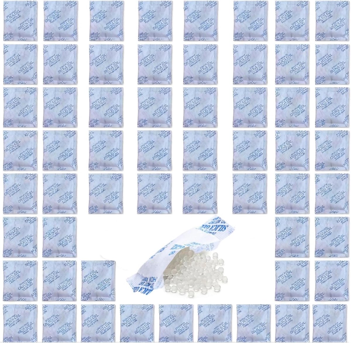 Silicagel droogmiddel 100 x 1 g - sterke vochtabsorberend - ideaal voor kleding en schoenen - ShopVlot