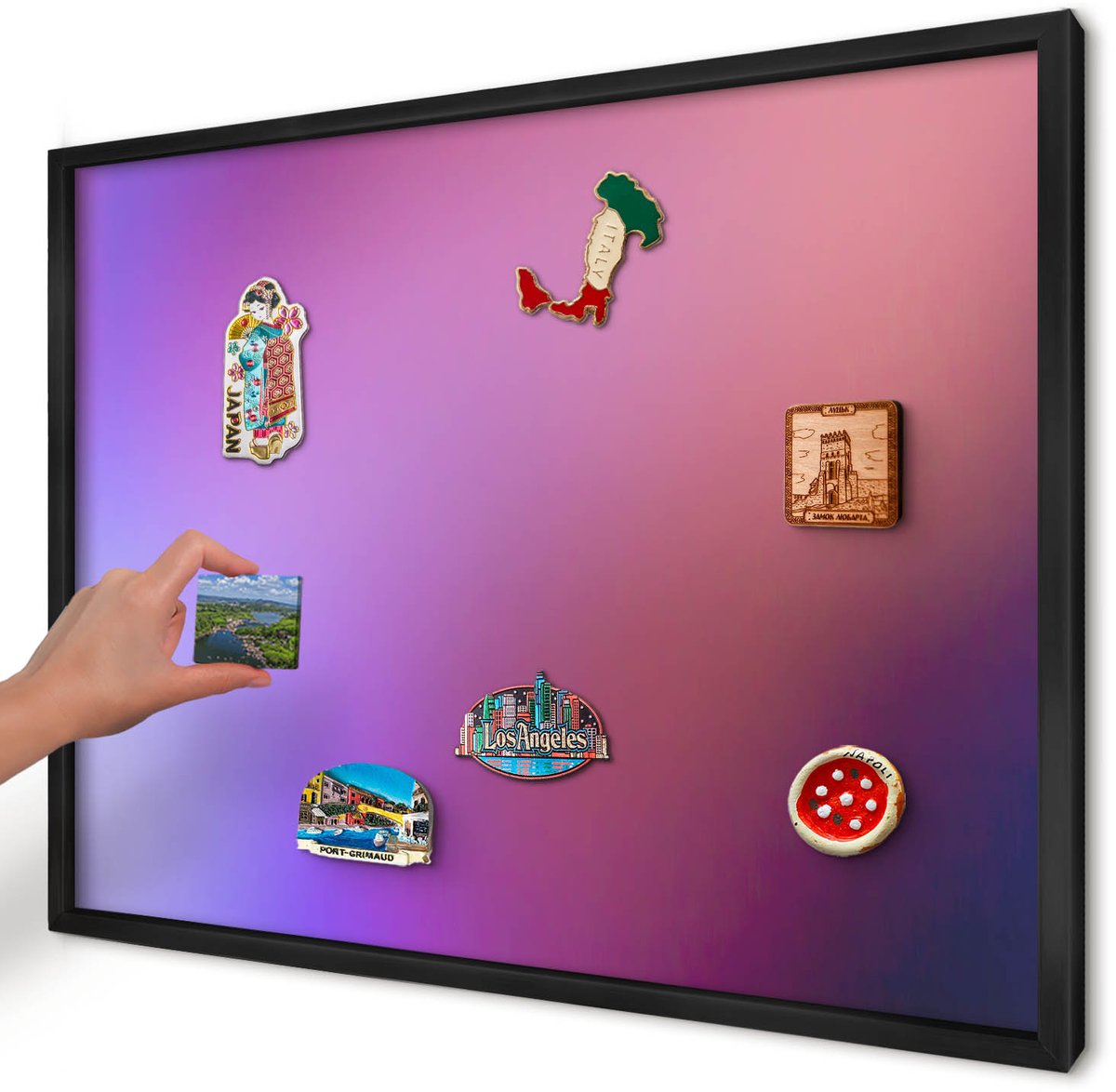 Artprintcave Paars Magneetbord mit Zwart Frame - 70x50 cm - Kleuren Van Harmonie Magneetbord Voor Keuken - Abstract Magneetbord Voor Foto's - Abstractie