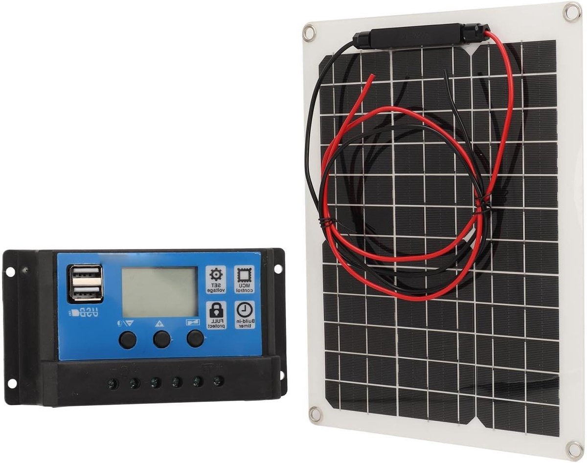 Zonnepaneel Kit - Solar Charger - Outdoor Energie - Waterdichte Controller - 300W - Zwart