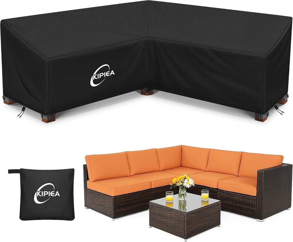 SnelShoppen - Vormige Tuinmeubelhoes Waterproof voor Hoeksalon, 420D Oxford Stof, Winddicht, UV-Bescherming, 226x226x85x78/61cm, Buitenmeubels Bescher