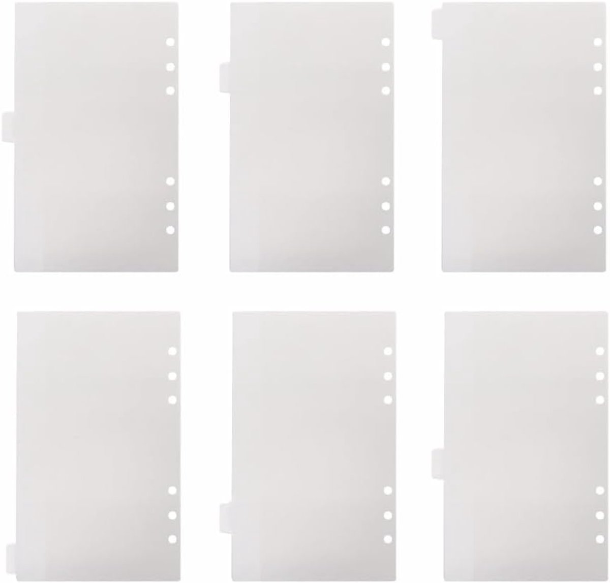 SnelShoppen - A6 Ringbinder Scheidingsbladen 6 Gaten, 6 Stuks Transparante Index Dividers met Zijtab voor Mappen, Notitieboek, Planner, Dagboek, PVC M