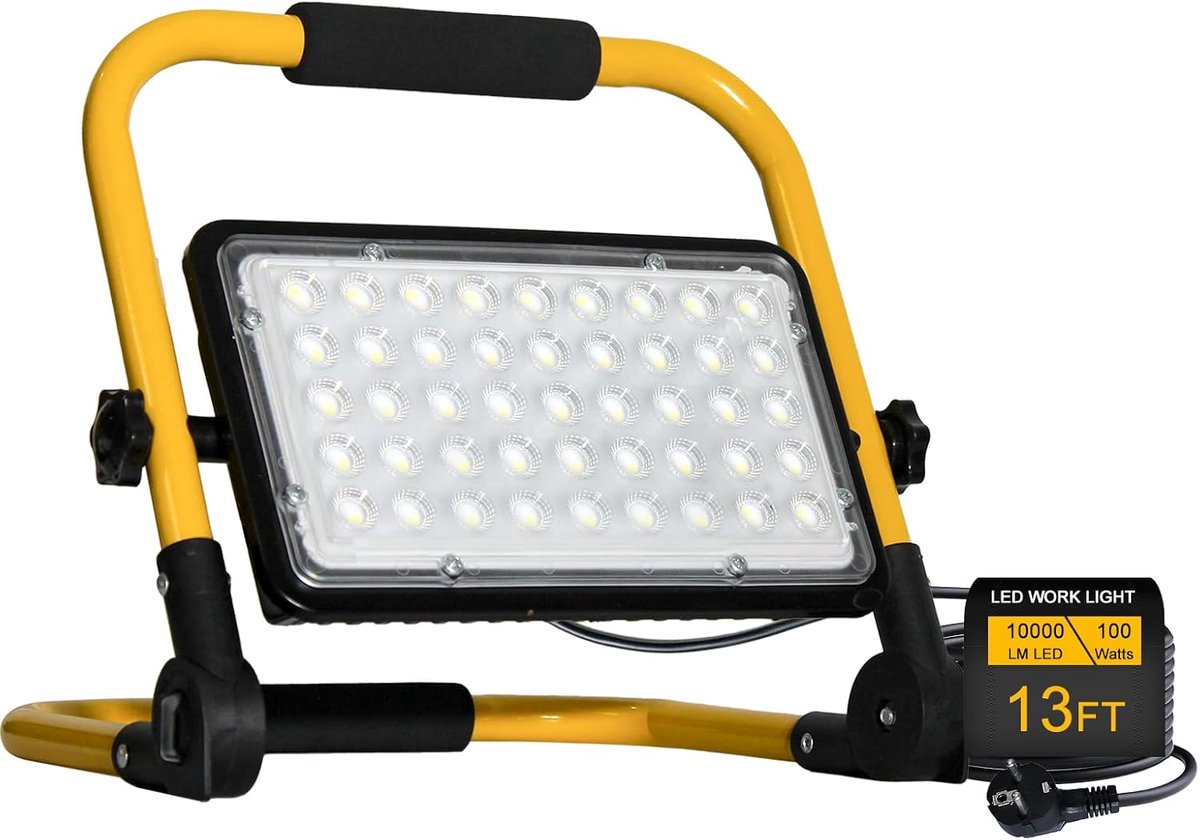 LED Bouwlamp 100W - 6500K Daglicht - IP66 Waterdicht - Ideaal voor Bouwplaats - ShopVlot