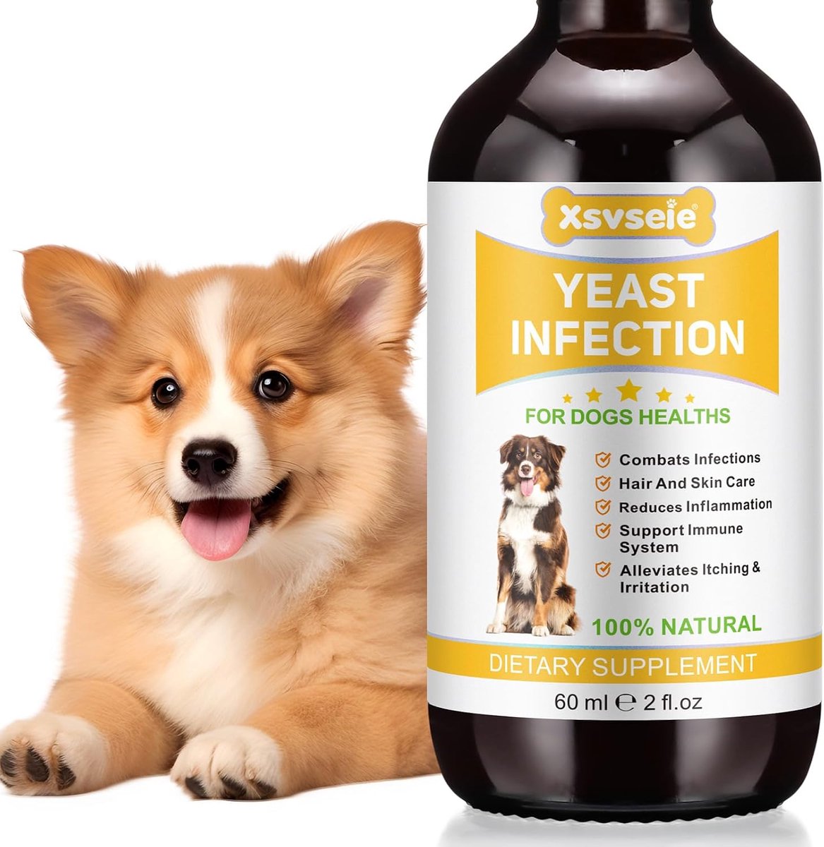 SnelShoppen - Honden Schimmelinfectie Behandeling, Natuurlijke Huidverzorging, Jeukverlichting voor Honden, 60ML, Allergie Respijt voor Honden