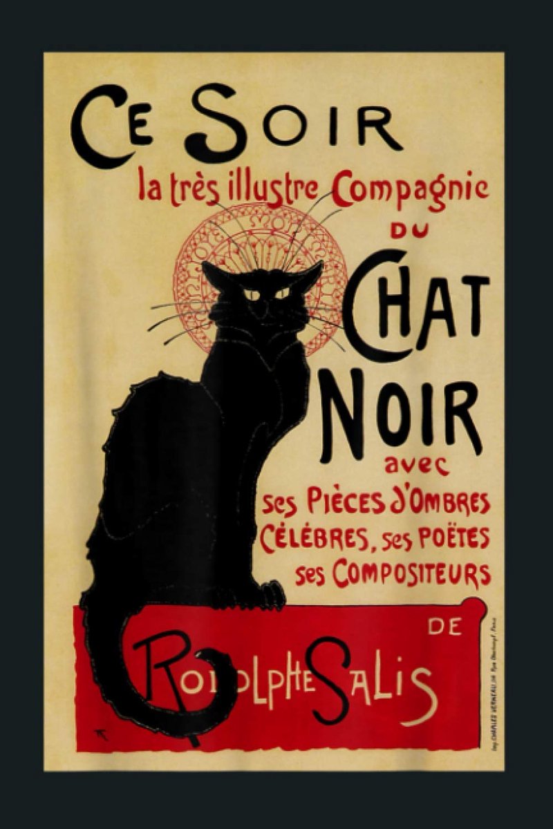 SnelShoppen - Ce Soir Chat Noir Vintage Art Nouveau Notitieboek Planner - 6x9 inch Dagelijkse Planner Journal, To-Do Lijst Notitieboek, Dagelijkse Org