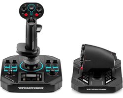 HOTAS Set - Vliegende Controller - Simulatie Vluchten - Hall Effect Sensoren - 58 Actie Knoppen - Zwart