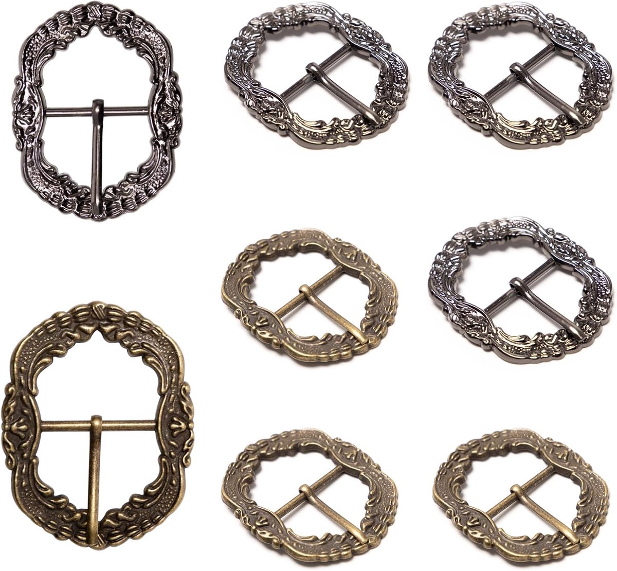 Riemgespen, set van 8 stuks, vintage gespen, metalen rolgespen, 30 mm, klederdrachtbretels, gesp, reservegesp voor klederdrachtriemen, klederdrachtbroeken, leren broeken (brons