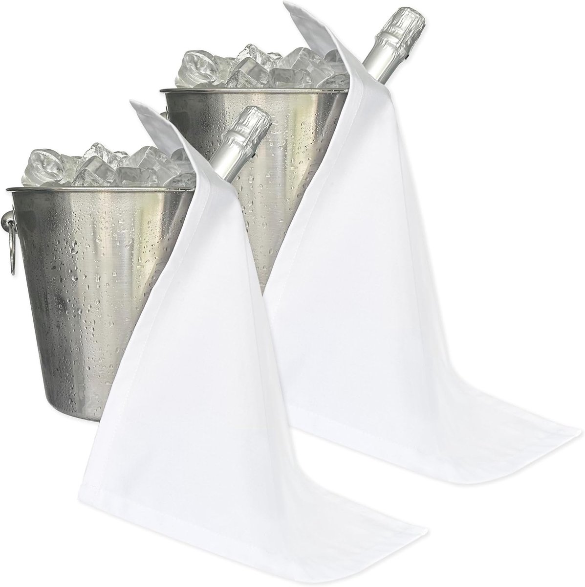 Collection, Flesdoeken voor Ijsemmers, Polycotton, 42 cm, Hoekgat, Gestikte Cirkel (Wit, Pak van 2)