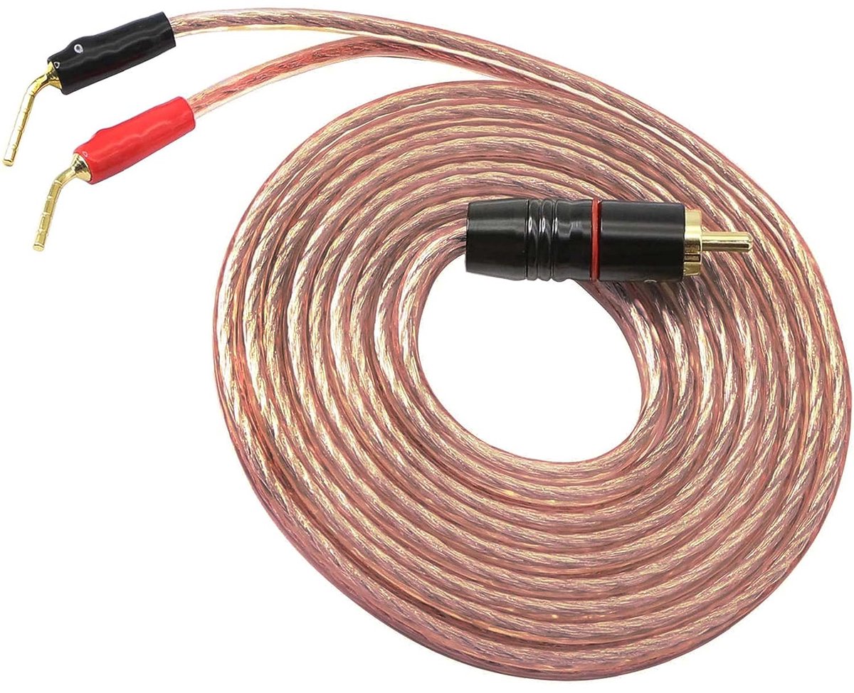 naar banaanstekker HiFi OFC audiokabel verguld cinch-stekker naar dubbele banaanpin high-end stekker voor versterkers en subwoofer (2 m)