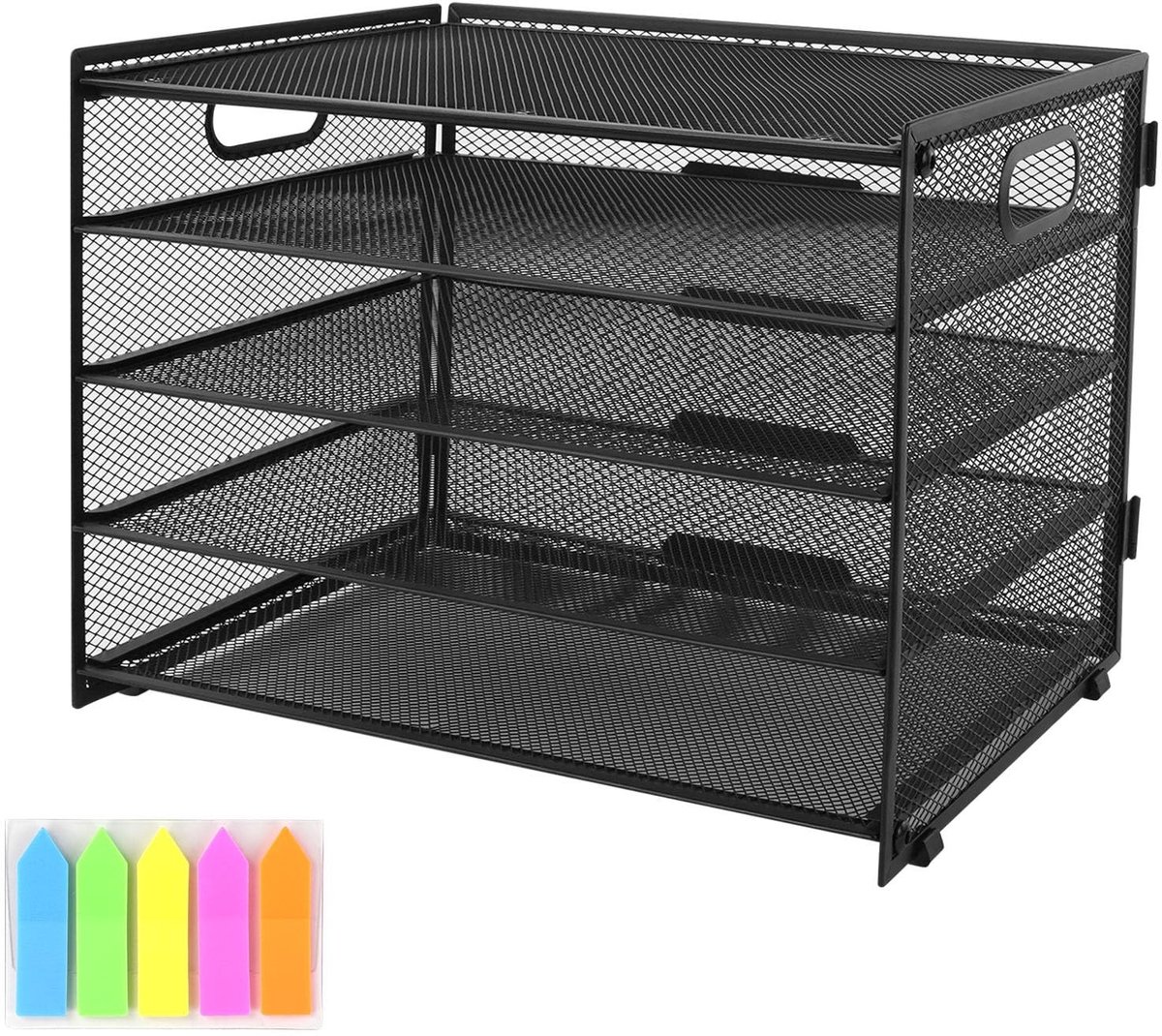 Omgoods - Papierhouder met 5 Verdiepingen, Zwart, Organizer voor Bureau