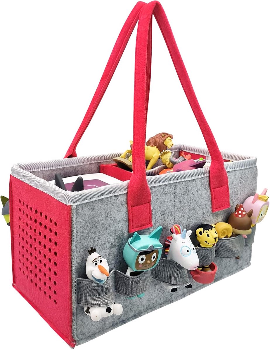 Speciaal voor de Toniebox ontwikkelde draagtas, tote bag, voor transport en bescherming van Tonie Starter Set en accessoires, bevat 20-30 Tonie-digitale poppen (rood)