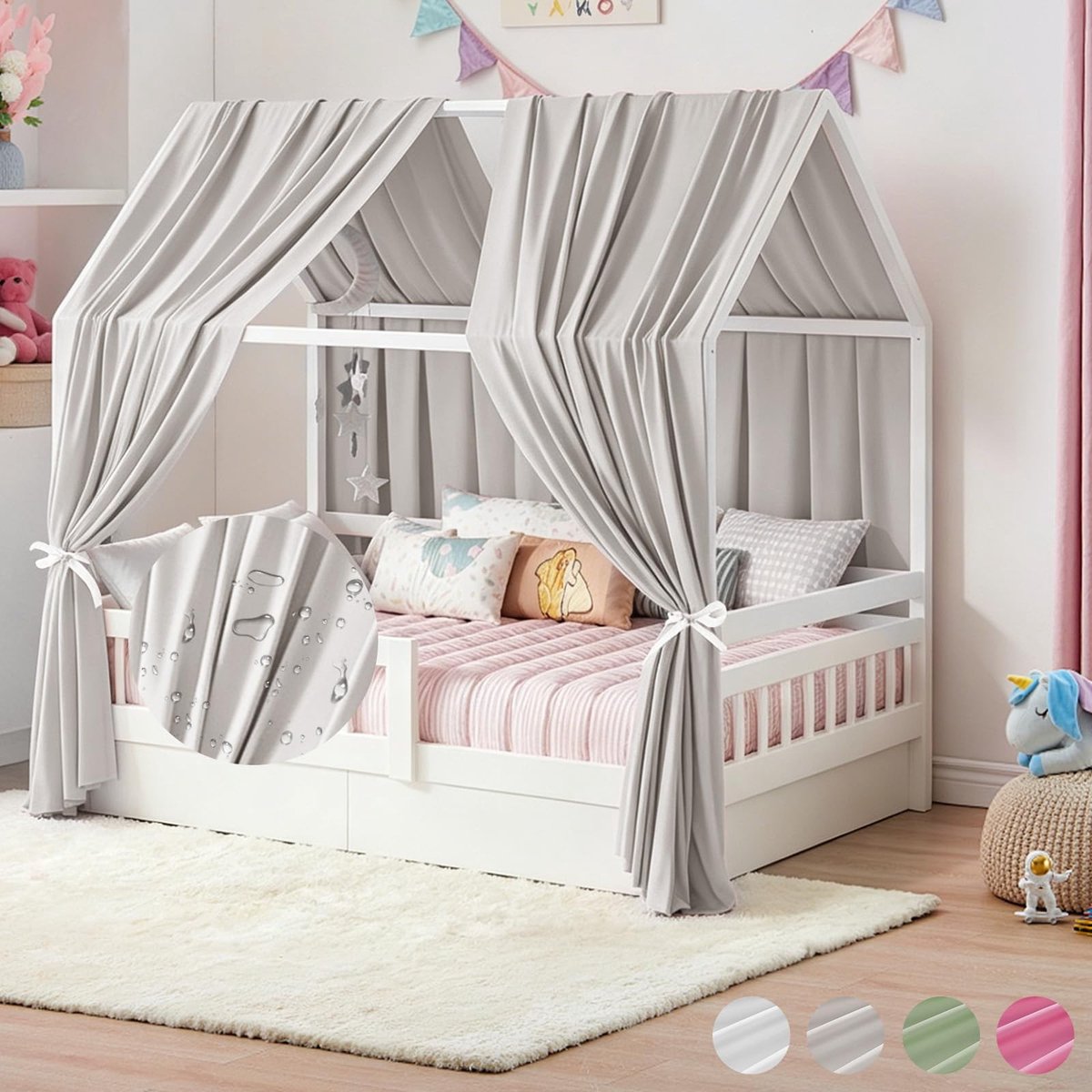 Omgoods - Bed Canopy Set voor Kinderen - Muslin Hoofdeinde Gemaakt van Katoen (350 x 135 cm)