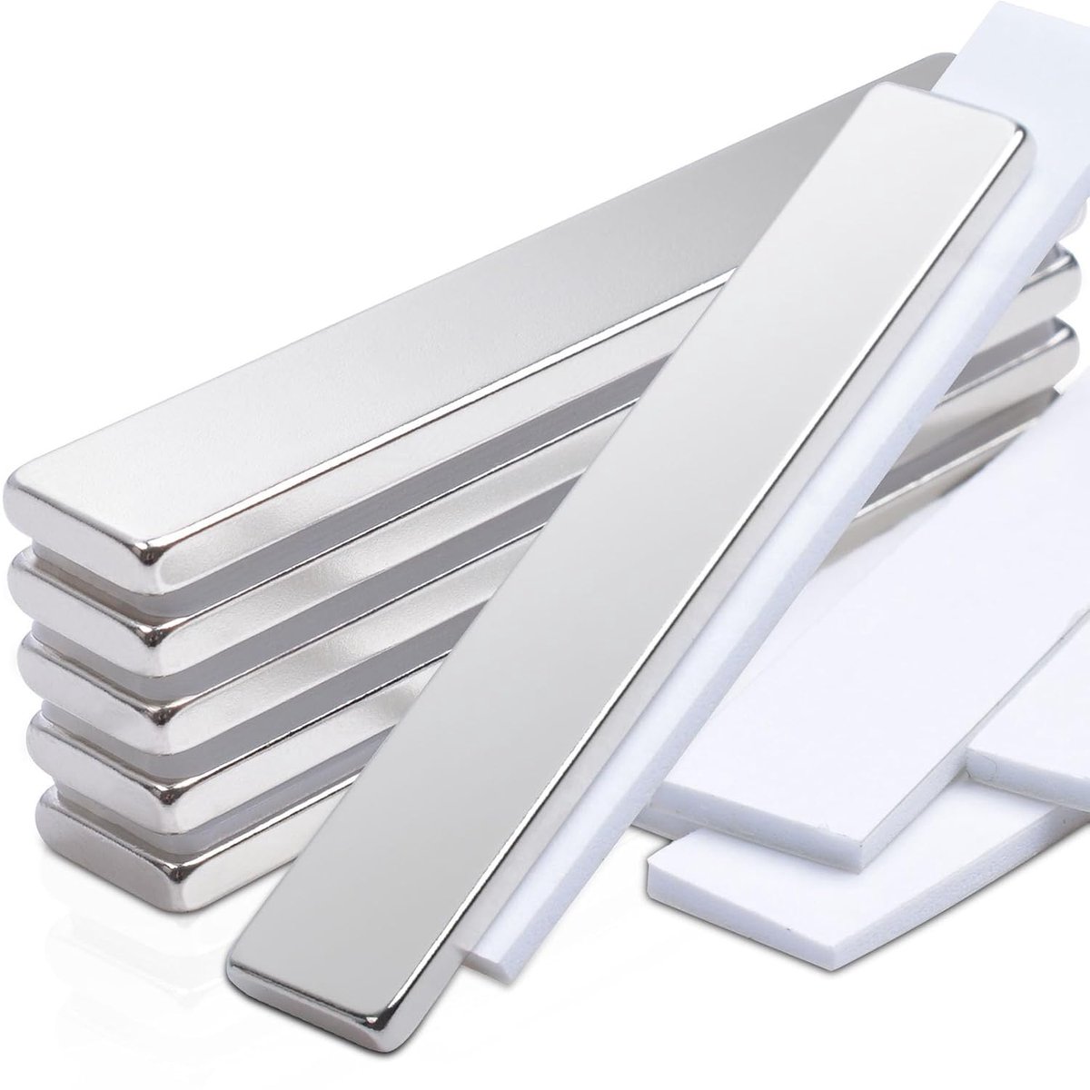 Magneten, extra sterk, groot, 6 stuks, 60 x 10 x 3 mm, rechthoekige magneten, sterke magneten voor magneetbord, koelkastmagneten, kleefmagneten, zelfklevende sterke zeldzame aardmagneten