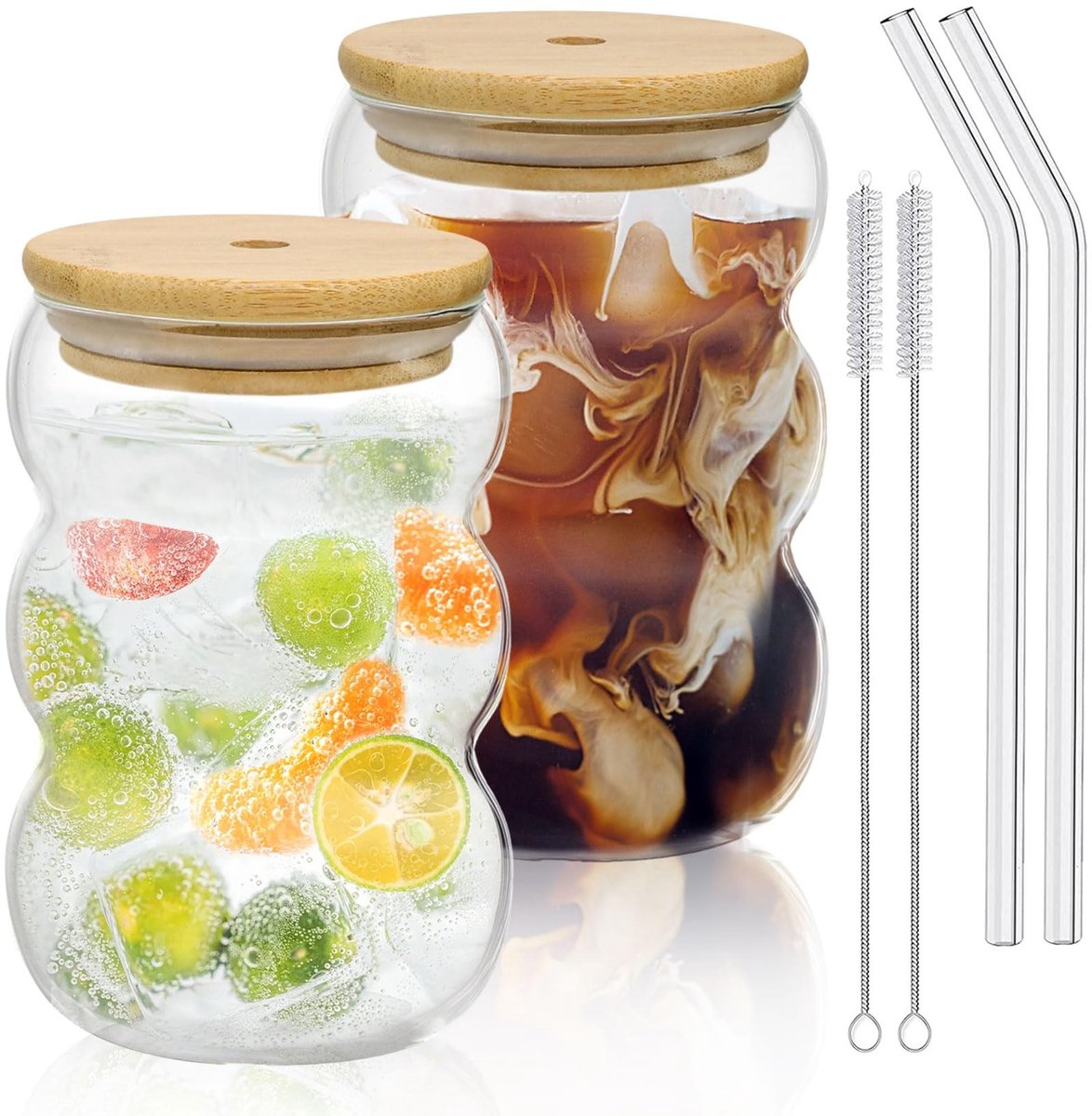 Omgoods - Set van 2 Matcha Latte Glazen - Borosilicaatglas
