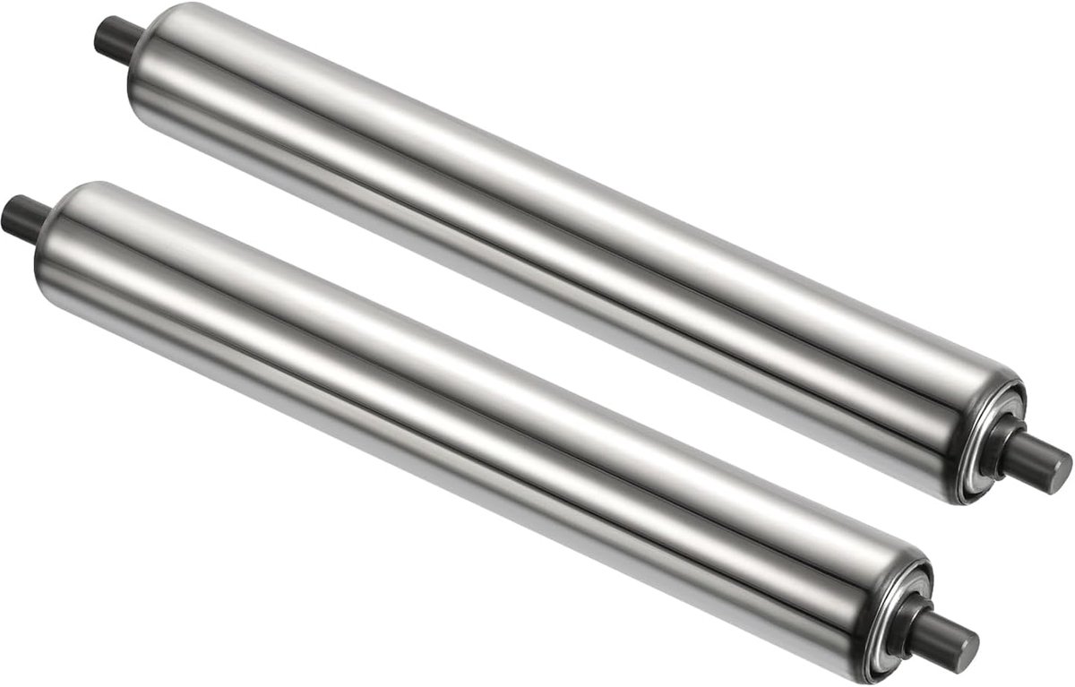Transportrol 3 inch diameter 14 inch lengte, 2 stuks roestvrijstalen transmissie vervangingsonderdeel verzinkt uiteinde, zilver