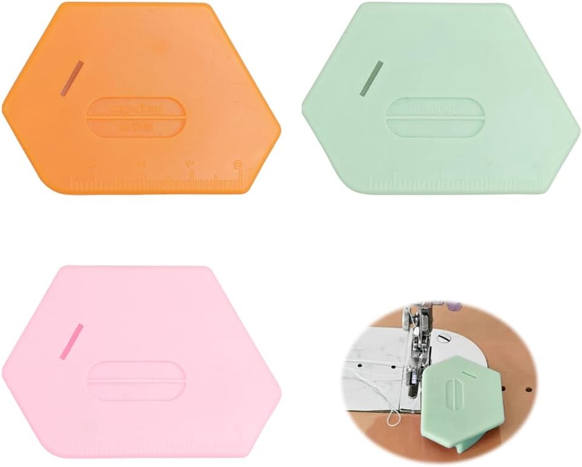 3 stuks magnetische naadgeleider naaimachine accessoires set met naadscheider, sterke magneet naadgeleider voor beginners, universele zoomgeleider naaihulp voor rechte naden, groen roze oranje