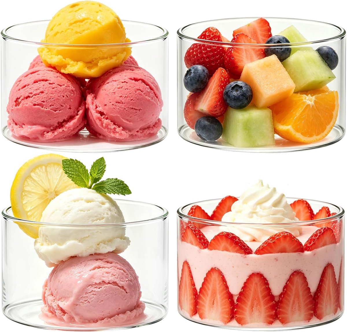 IJsbeker, glas, 200 ml, transparant, dessertglazen voor ijs, yoghurt, pudding, vaatwasmachinebestendig (B, 400 ml)