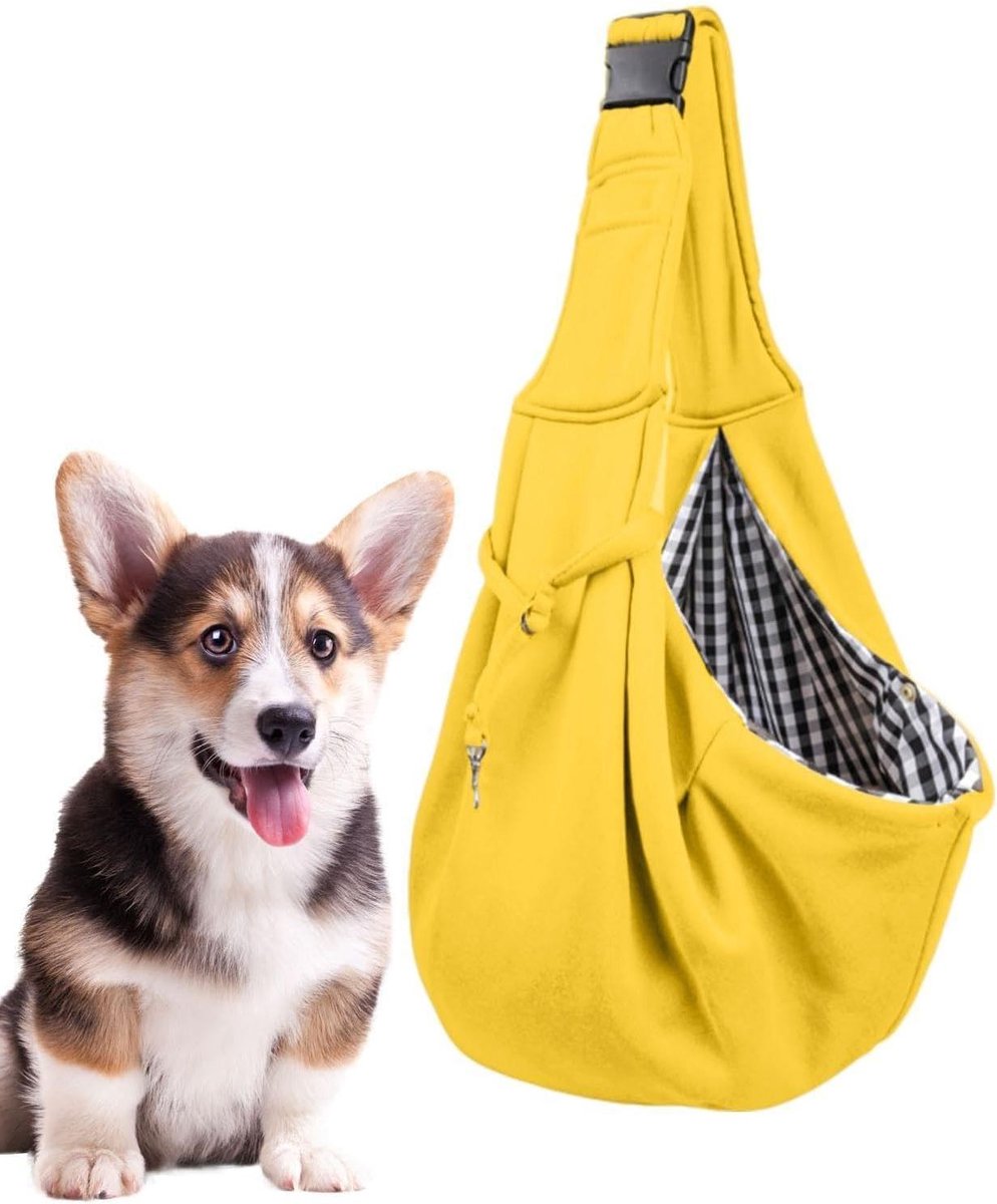 Draagzak Kleine Hond - Hondentas Reizen - Huisdier Vervoeren - Handsfree Ontwerp - 265L x 236B x 108H cm - Geel