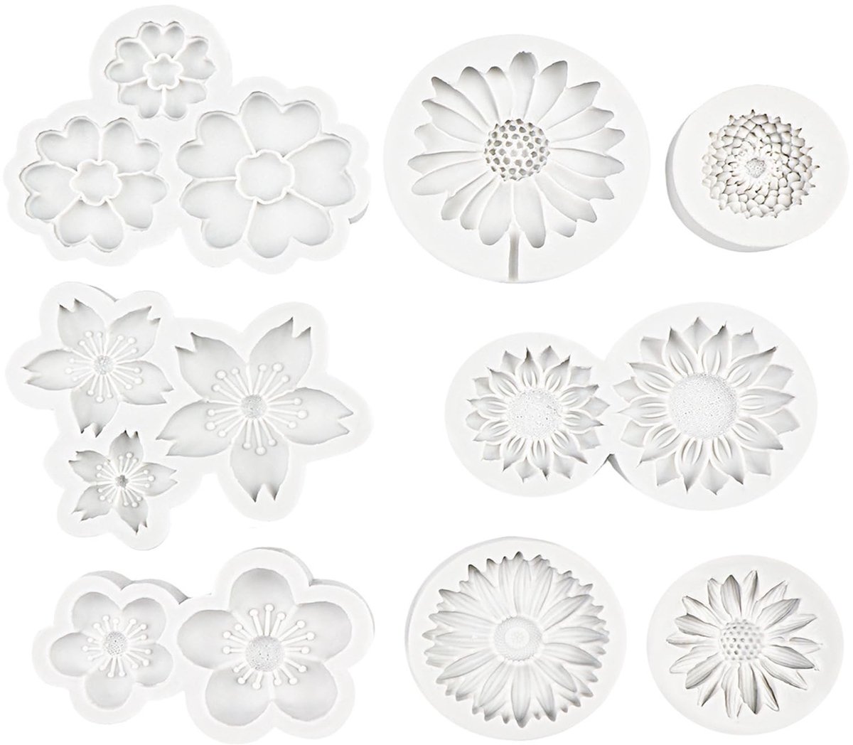 Omgoods - 8 Stuks Bloem Siliconen Mallen voor Fondant en Chocolade