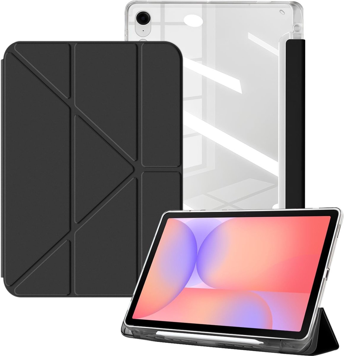 Omgoods - Beschermhoes voor Samsung Galaxy Tab S10 Lite/Fé/S9 - Slanke PU-leer Case met Transparante Achterkant