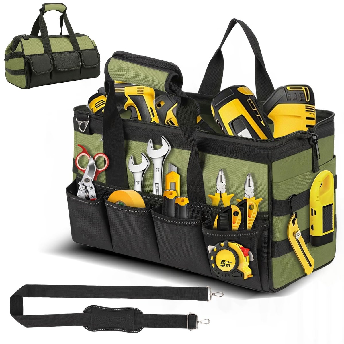 Omgoods - Professionele Gereedschapstas voor Elektriciens - Robuuste Tas met 22 Vakken, 40 x 20 x 24 cm