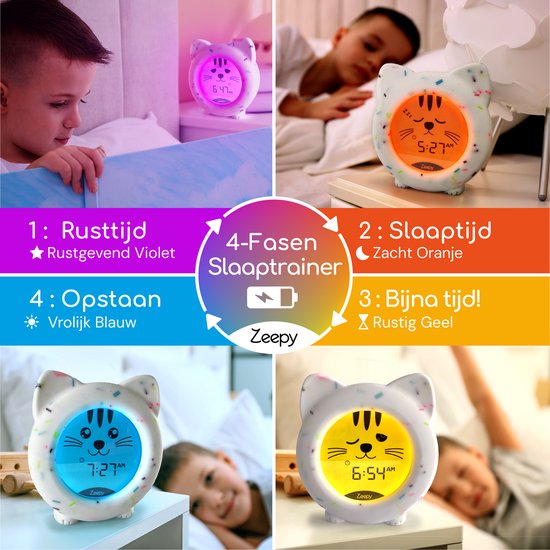 Zeepy - 4-fasen slaaptrainer voor kinderen - Kinderwekker - Oplaadbaar - Kip het Katje van Zeepy — afbeelding 4