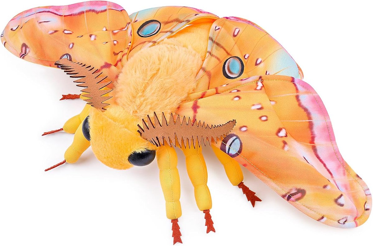 lilizzhoumax Pijlstaart Knuffeldier Pluche realistisch Hawkmoth Pluche schattig dier lieve en zachte Creatieve en interessante cadeaus voor kinderen jongens en meisjes speelgoed 27 cm Geel