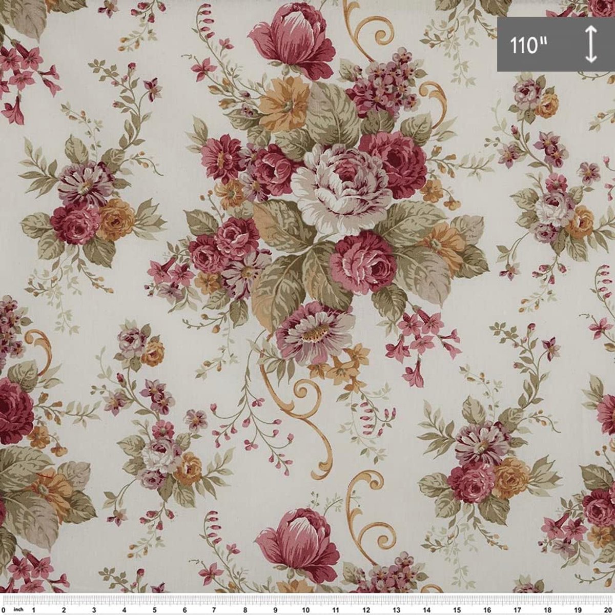 Stof, Decoratie, Bekleden, Kussens, Gordijnen, Dekens, Tassen, Tafelkleden, Handwerk, 100 cm Lang x 280 cm Breed, Botanisch, Bloemen, Roze - 1 Meter