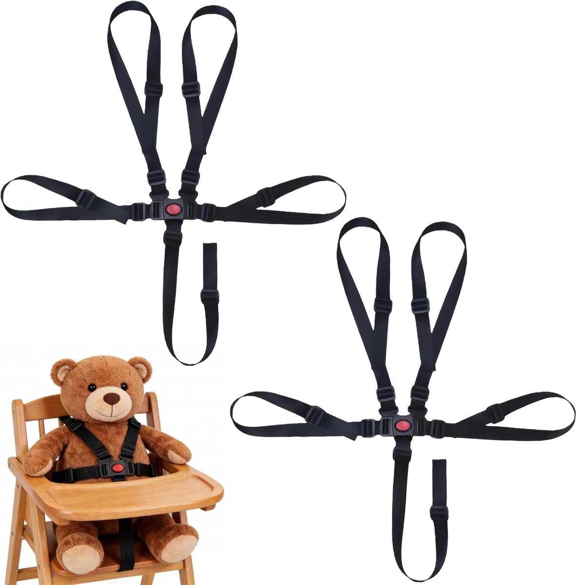 5-punts veiligheidsgordel baby kinderstoel riem verstelbare veiligheidsgordel nylon zwart universeel kinderwagen gordel set 1 stuks voor kinderstoel buggy autostoel gebruik