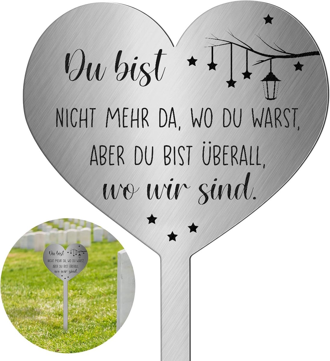 Grafsteen Van Metaal Met Hart en Spreuk Grafdecoratie Weerbestendig Vorstbestendig Grafdecoratie Voor Herinneringsaandenken Decoratief Hart(Stil 10)