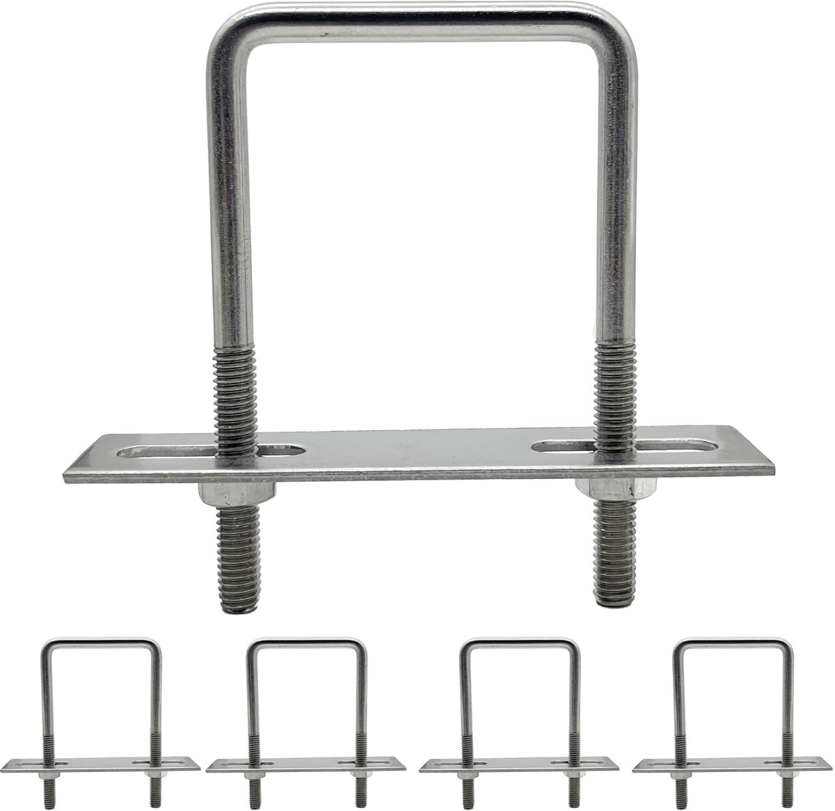 U-bouten M6 5 stuks 45 mm x 80 mm U-bouten vierkant, beugelschroef U-beugel, U-schroeven roestvrij staal met moer, frameplaat, U-beugelbouten voor buisbevestiging, auto slepen (M6 45 x 80 mm)