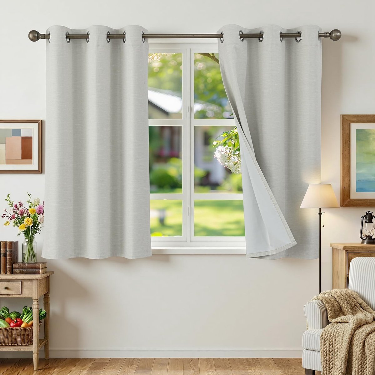 100% Verduisteringsgordijnen - 2 Stuks 90x120 cm Lichtbeige