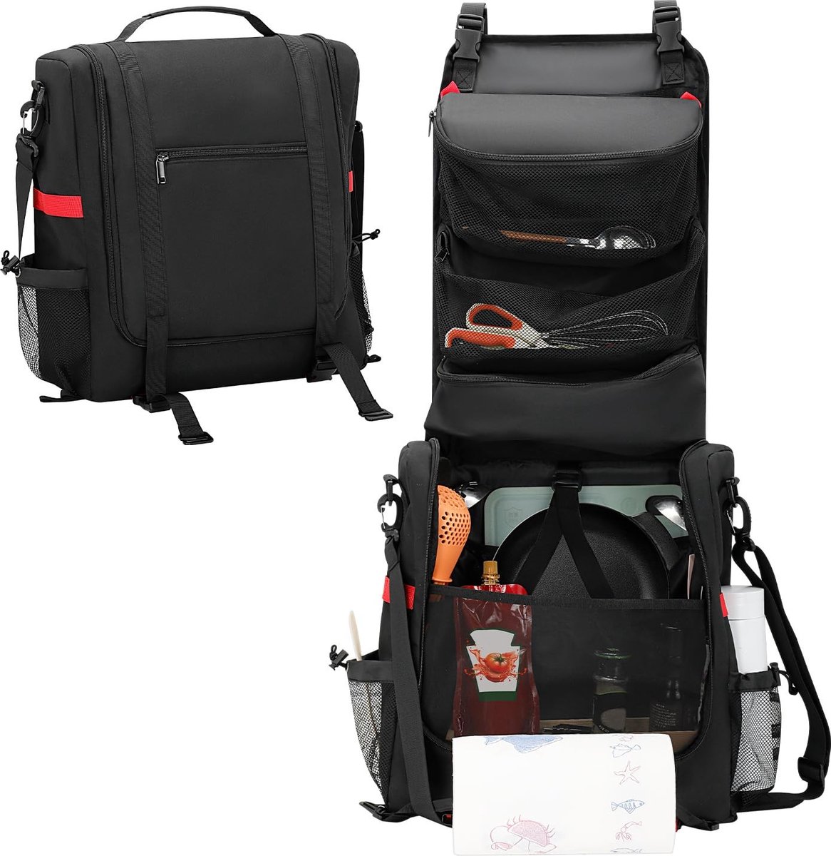 Omgoods - Grote Campingkeukenorganizer met Keukenrolhouder