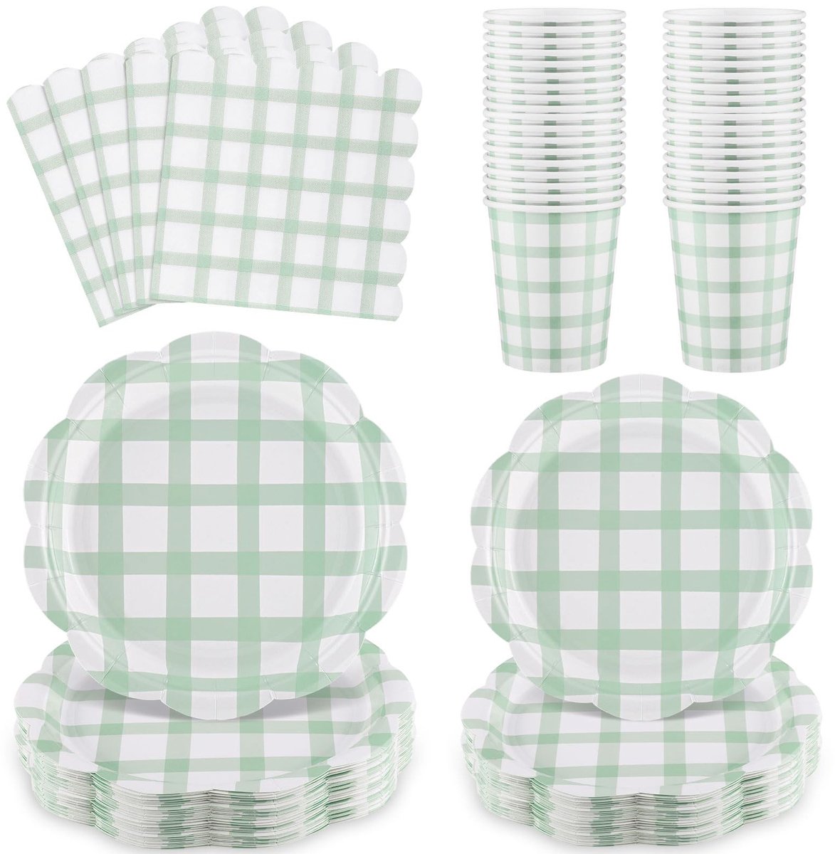 Omgoods - 96 Stuks Groene Papieren Borden en Servetten Set - Perfect voor Feesten