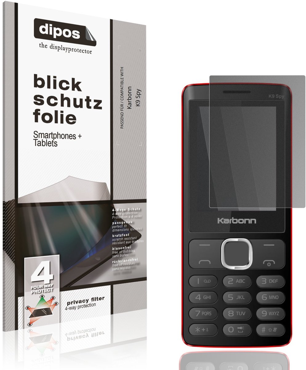dipos – Matte Privacy Screenprotector geschikt voor Karbonn K9 Spy | Anti-Spy Beschermfolie