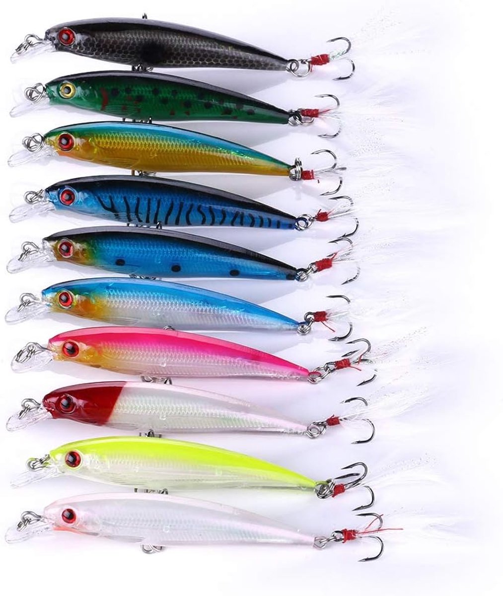 10 STKS Laser Simulatie Aas 3D Kunstmatige Minnow Vissen Lokt Aas, Plastic Visgerei Bass, Hard Aas Life-like Swimbait Vissen Lokken Aas