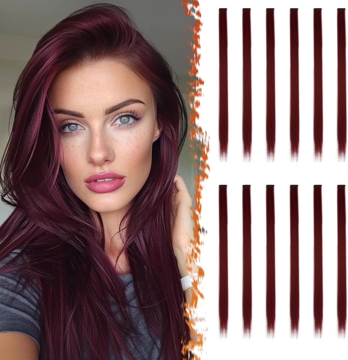 Gekleurde Hair Extensions voor Vrouwen, 12 STKS Gekleurde Clip-in Haarverlengingen Rainbow Party Hoogtepunten Synthetische Haarstukken 50 cm