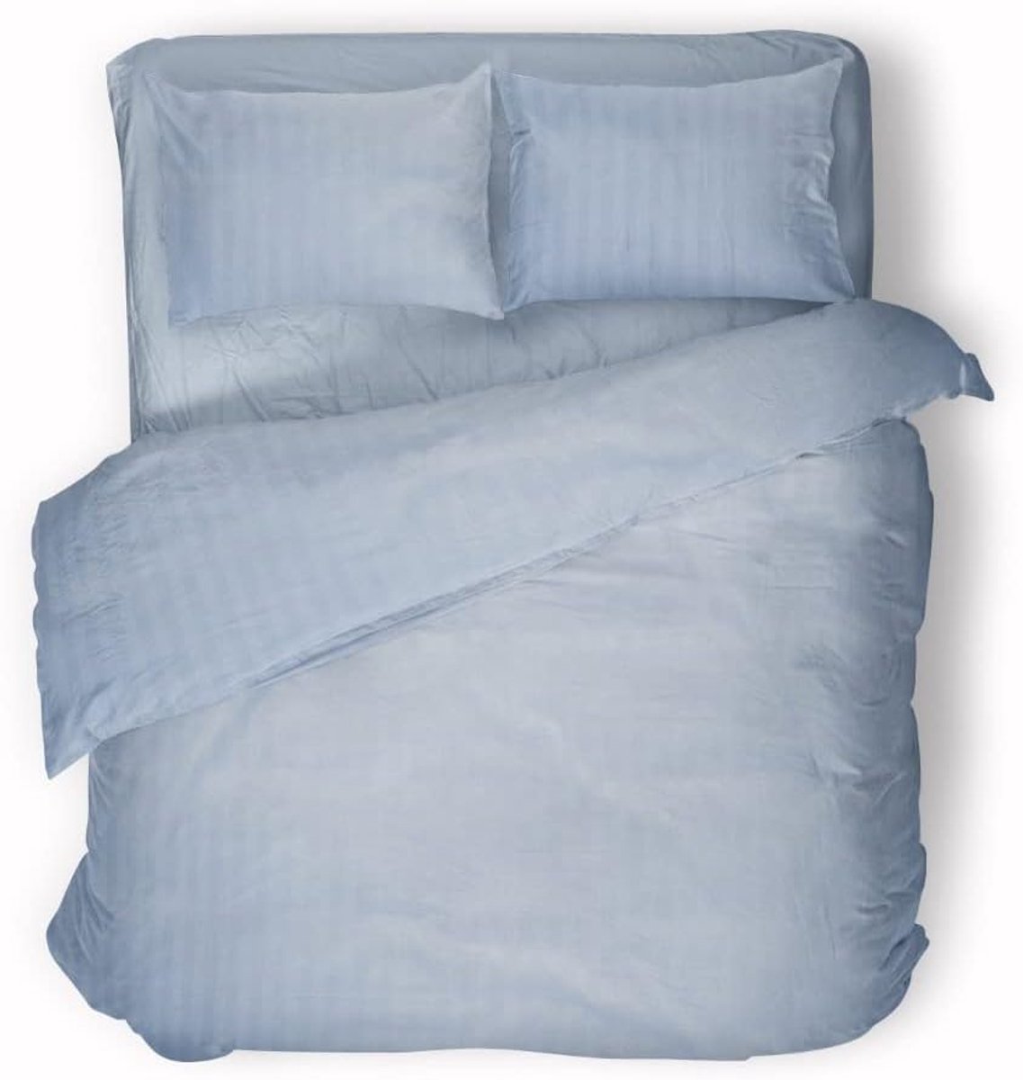 Dekbedovertrek Hotel Kwaliteit Satijn Streep - baby blauw 140x200/220cm