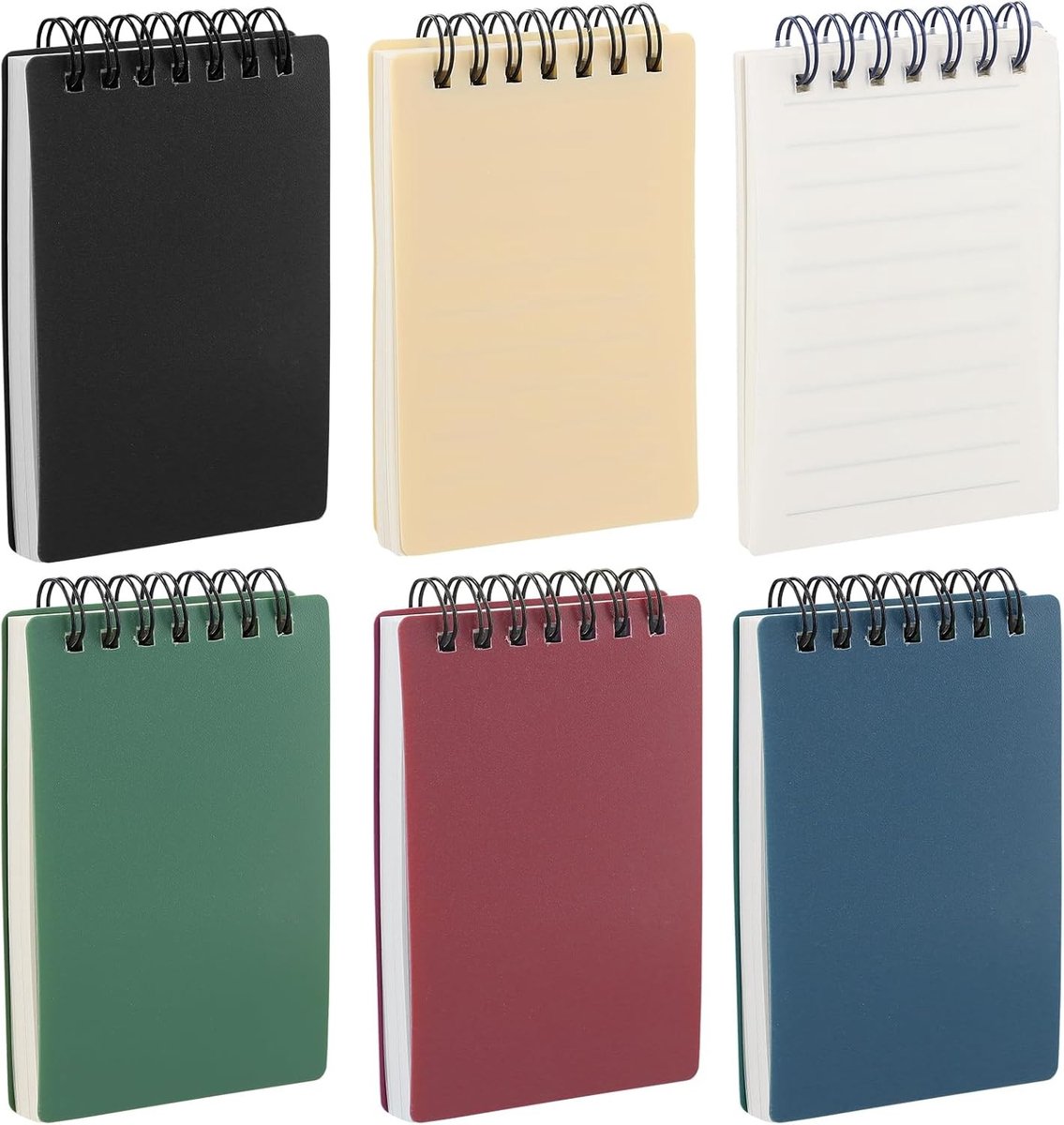 Spiraal Notitieboek Set A7 - Waterdicht - Retro Kleuren - 80 Pagina's - 6 Stuks