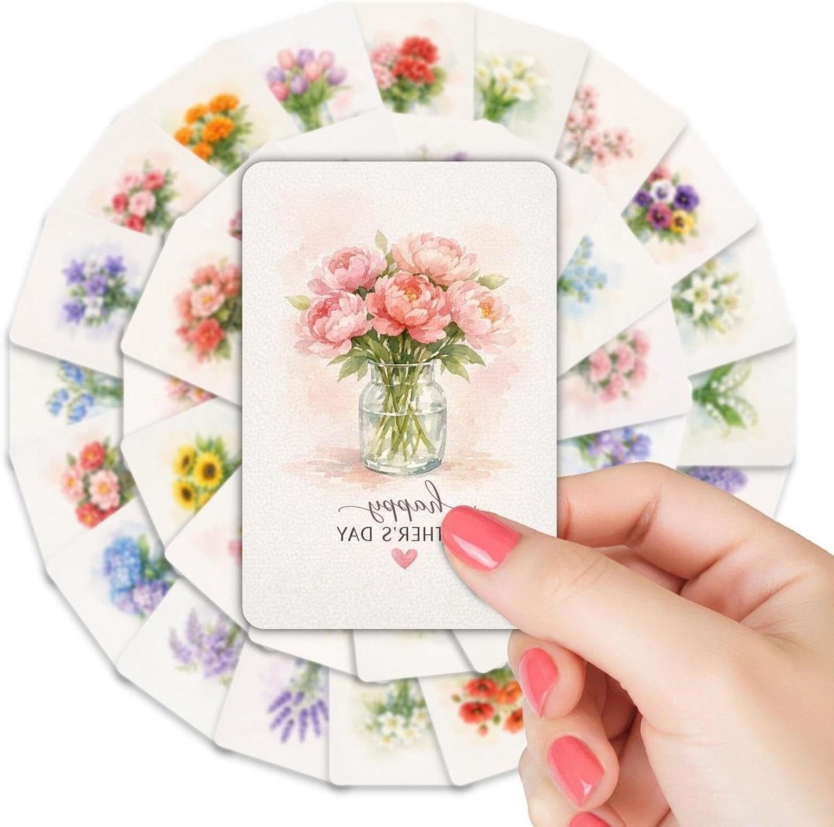 Moederdag Kaarten - Wenskaarten Bloemen - Dankbaarheid Tonen - Waterverf Bloemenprint - 36 Stukken - Multicolor