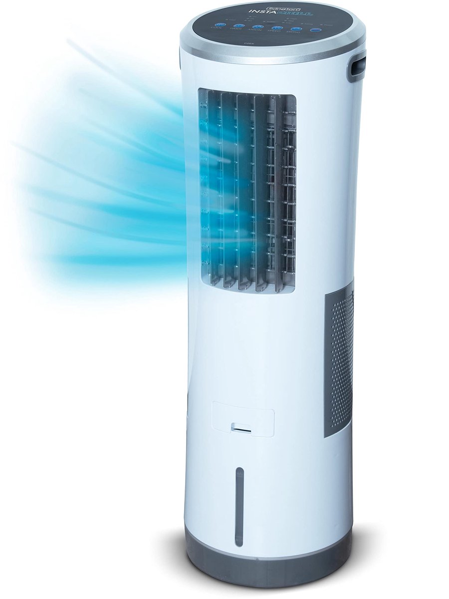 SnelShoppen - Livington InstaChill Aircooler met Waterkoeling - Krachtige Maxi-Tower Luchtkoeler met 3 Niveaus en 8,5L Tankvolume voor 12 Uur Koelen i