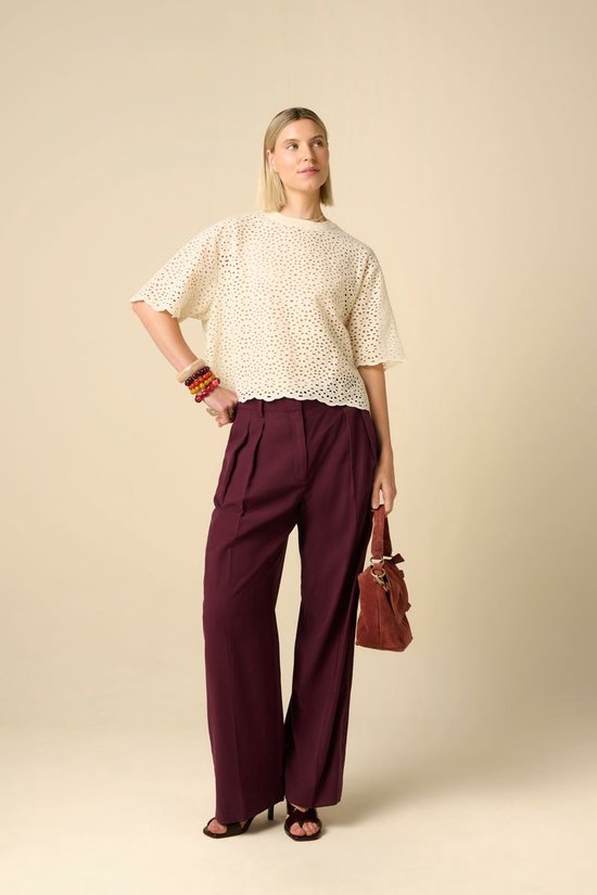 Donkerbruine High Waist Wide Leg Broek